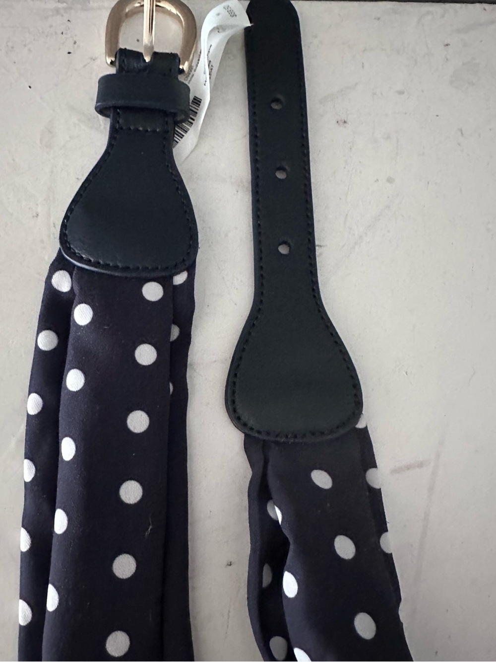 NWT Talbots Scarf Belt, Navy Polka Dot, Harness Buckle Med